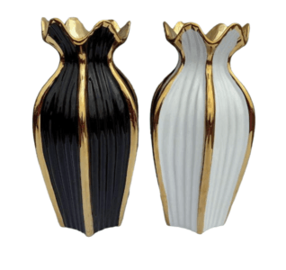 Luxurious ceramic Gold black and white Flower vase